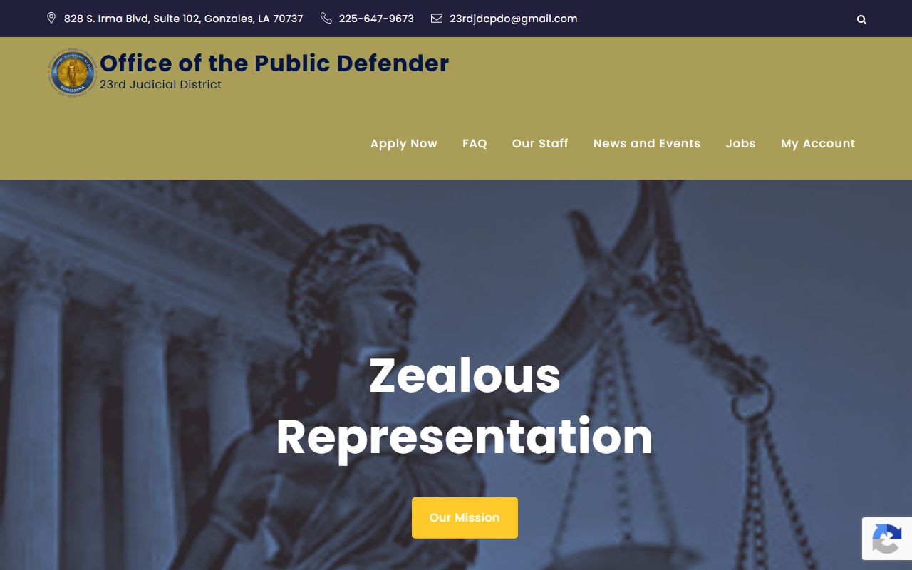 Ascension Parish arrest records and court charges public defender access