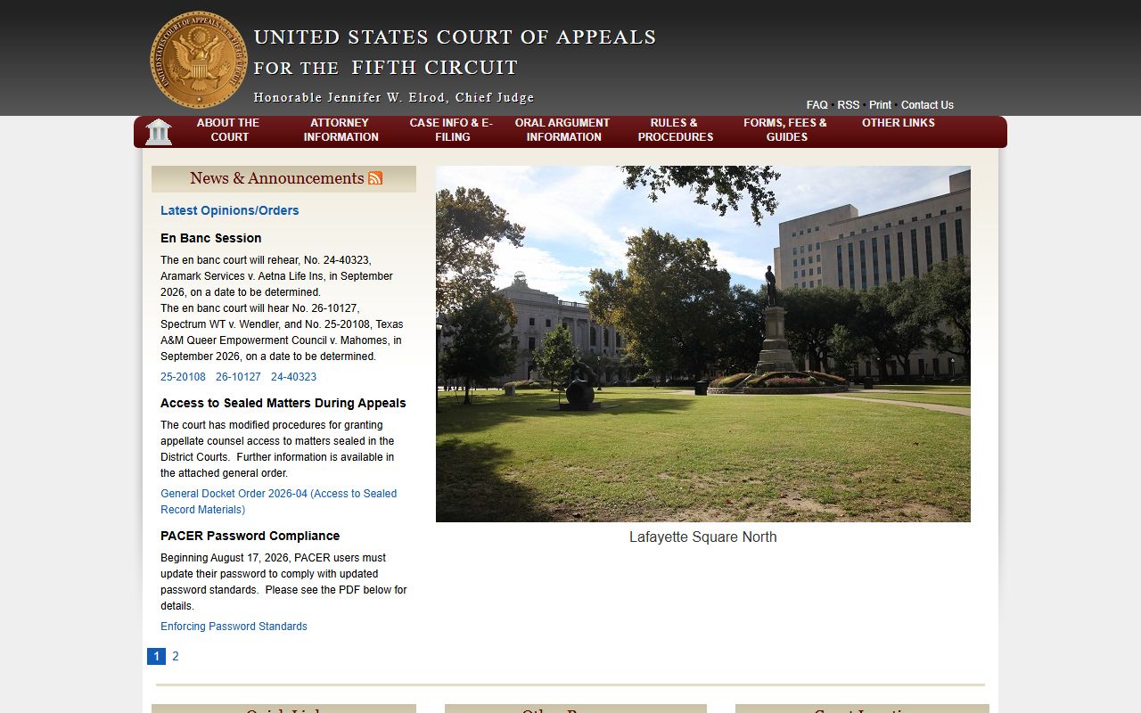 U.S. Court of Appeals for the Fifth Circuit home page