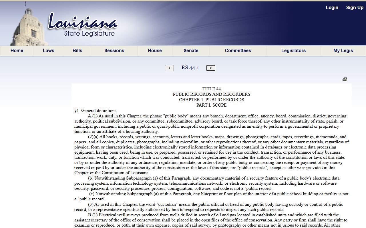 Ascension Parish court records Louisiana public records law