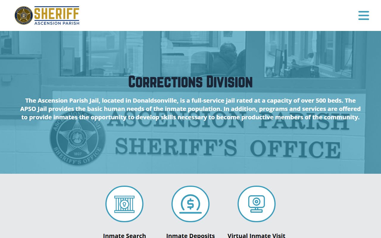 Ascension Parish inmate search corrections division information
