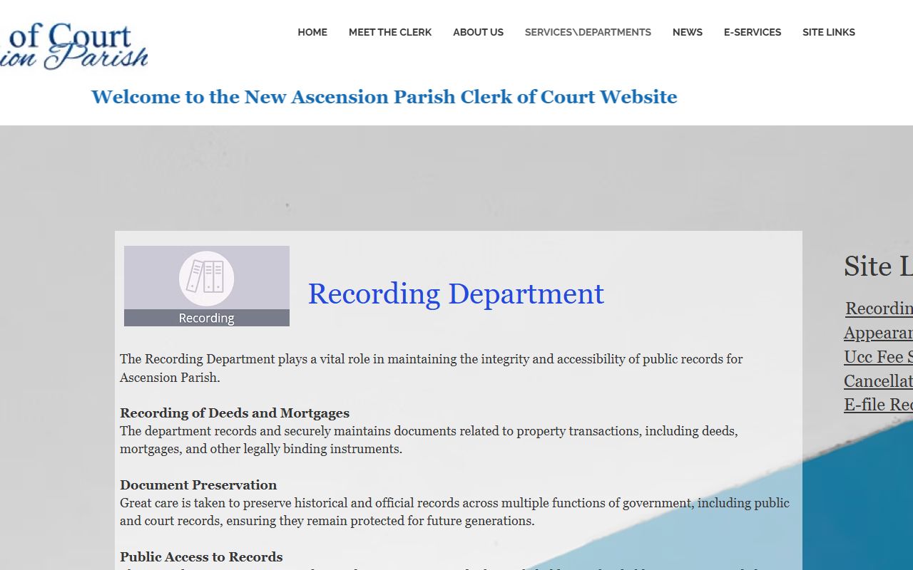 Ascension Parish warrant search Clerk recording and bond information