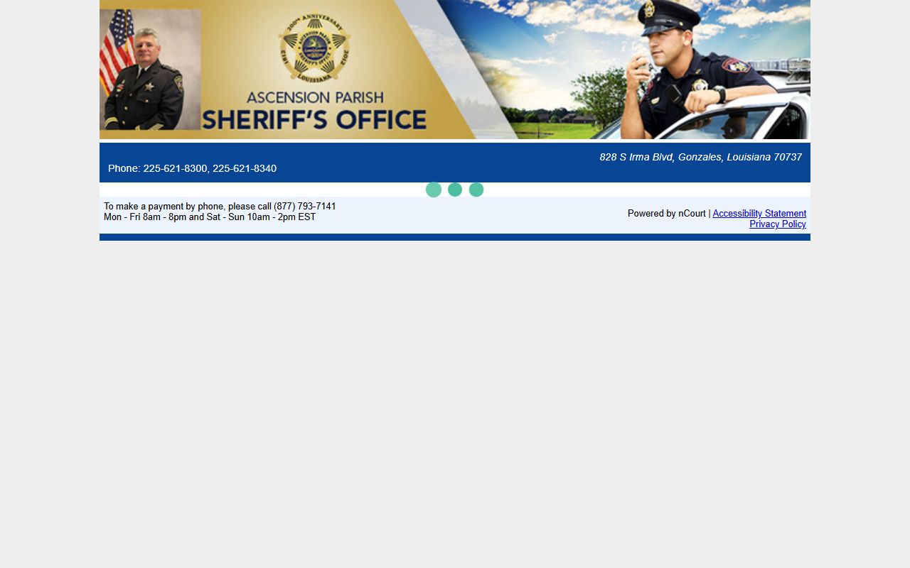 Ascension Parish warrant search sheriff linked nCourt citation payment